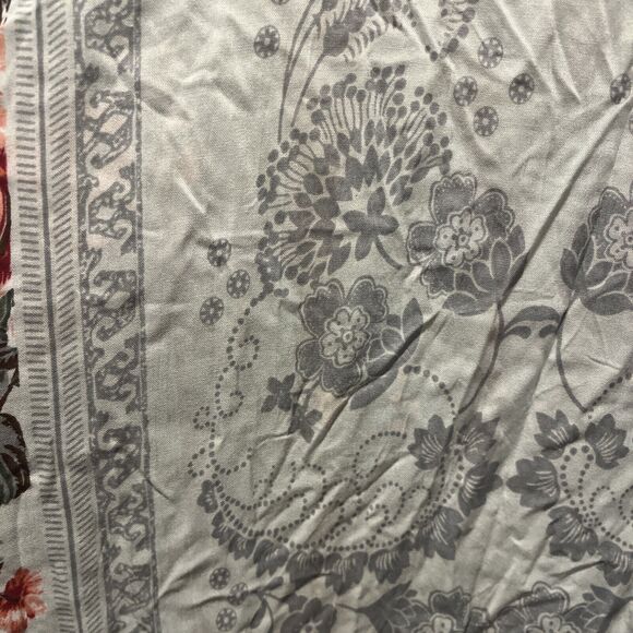 Angie Women's White Pink Floral Kimono Open Cardigan S Flowy Boho Cottage Blooms - Picture 4 of 10